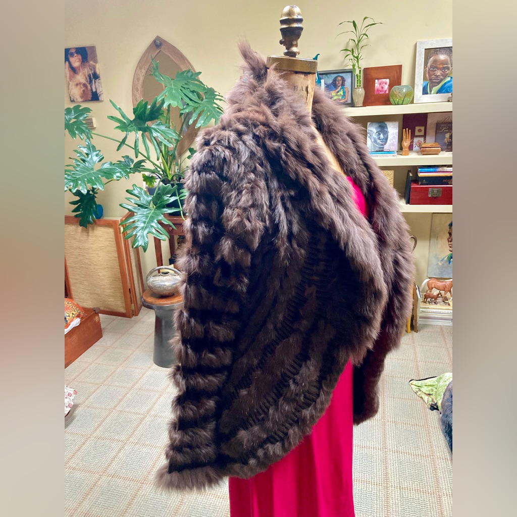 Sentini Paris Real Fur Pellets On Knit Cardigan/Jacket *